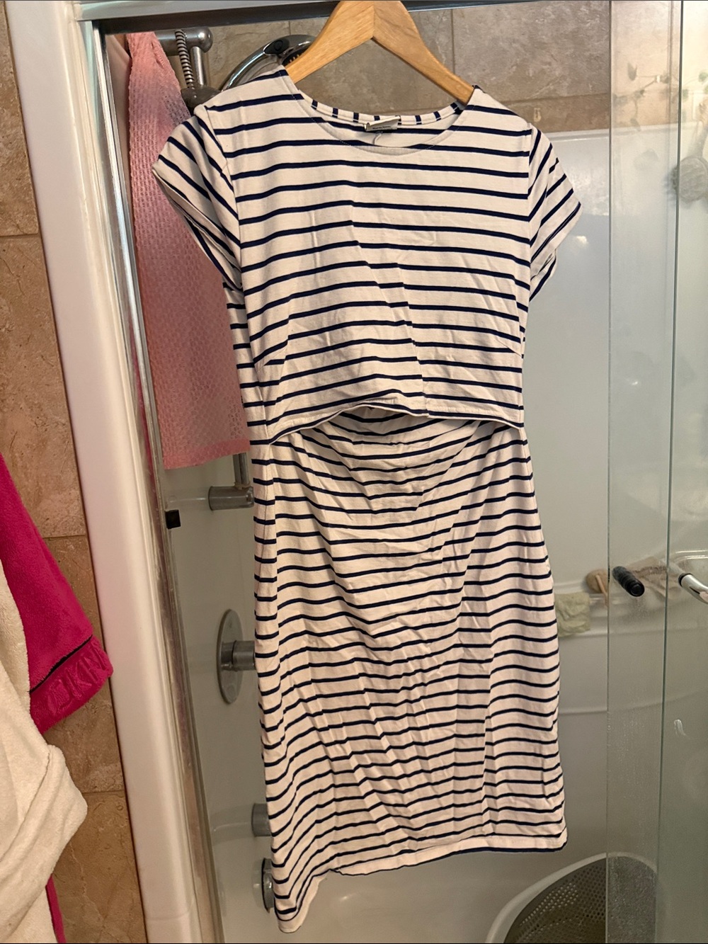 Boob Design Navy and White Striped Midi Nursing Dress